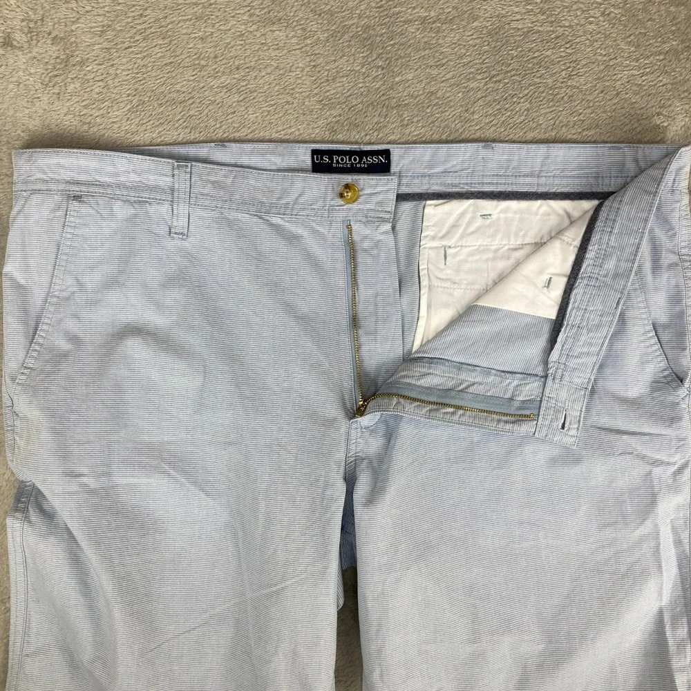 U.S. Polo Assn. Men's Shorts Blue White Striped Casual Chino Style‎ Size 42